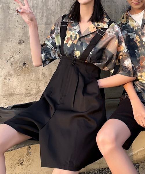 KOR（ケーオーアール）の「タック入り キュロット サロペット（サロペット/オーバーオール・レディース・ブラック・S/M/L/XL/2XL）」の8枚目の写真