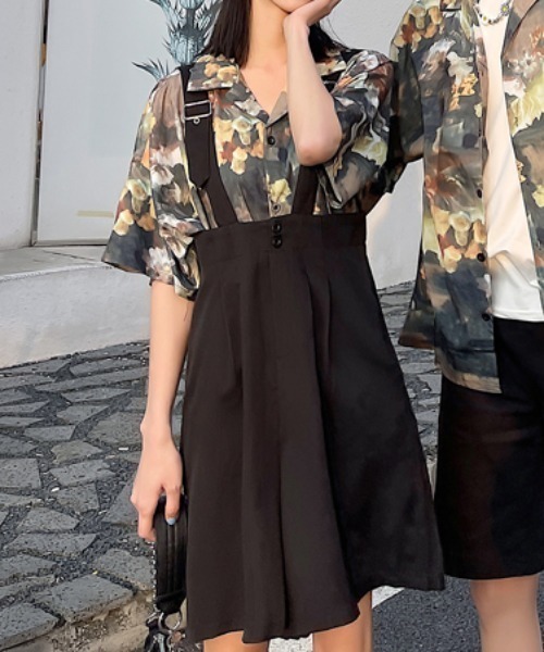 KOR（ケーオーアール）の「タック入り キュロット サロペット（サロペット/オーバーオール・レディース・ブラック・S/M/L/XL/2XL）」の9枚目の写真