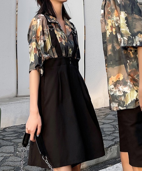 KOR（ケーオーアール）の「タック入り キュロット サロペット（サロペット/オーバーオール・レディース・ブラック・S/M/L/XL/2XL）」の10枚目の写真