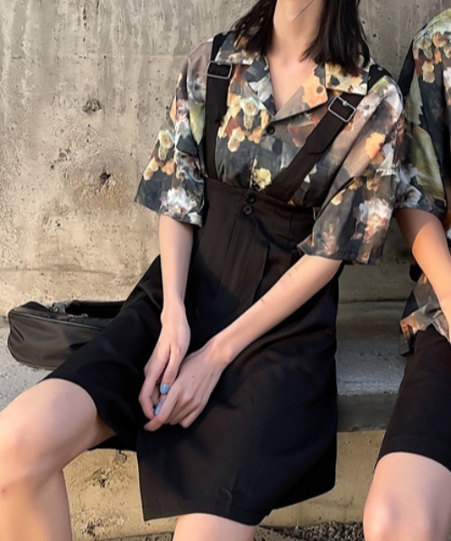 KOR（ケーオーアール）の「タック入り キュロット サロペット（サロペット/オーバーオール・レディース・ブラック・S/M/L/XL/2XL）」の11枚目の写真