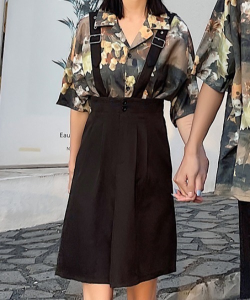 KOR（ケーオーアール）の「タック入り キュロット サロペット（サロペット/オーバーオール・レディース・ブラック・S/M/L/XL/2XL）」の12枚目の写真