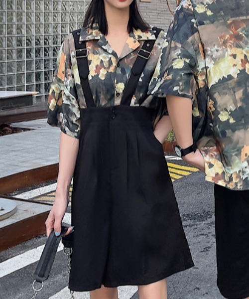 KOR（ケーオーアール）の「タック入り キュロット サロペット（サロペット/オーバーオール・レディース・ブラック・S/M/L/XL/2XL）」の14枚目の写真