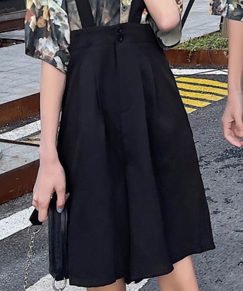 KOR（ケーオーアール）の「タック入り キュロット サロペット（サロペット/オーバーオール・レディース・ブラック・S/M/L/XL/2XL）」の4枚目の写真