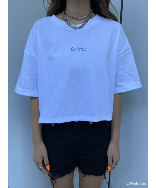 EGOIST(エゴイスト)の「オーバー短丈Tシャツ(super mario)(Tシャツ/カットソー・レディース・ホワイト/ブラック・FREE)」の7枚目の写真