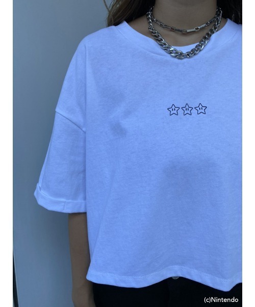 EGOIST(エゴイスト)の「オーバー短丈Tシャツ(super mario)(Tシャツ/カットソー・レディース・ホワイト/ブラック・FREE)」の8枚目の写真