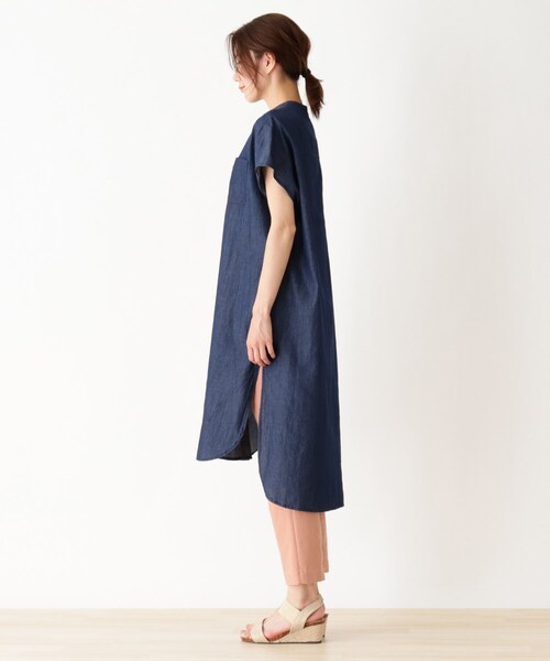 SHOO・LA・RUE(シューラルー)の「◆フレンチスリーブデニムシャツワンピース(ワンピース・レディース・ブラック/ベージュ/ダークオリーブ/ダークネイビー・02/03/04)」の11枚目の写真