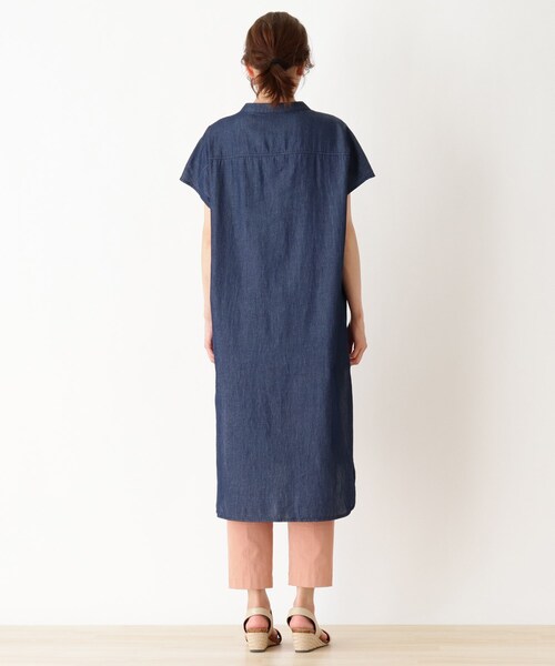 SHOO・LA・RUE(シューラルー)の「◆フレンチスリーブデニムシャツワンピース(ワンピース・レディース・ブラック/ベージュ/ダークオリーブ/ダークネイビー・02/03/04)」の12枚目の写真