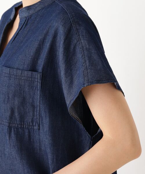 SHOO・LA・RUE(シューラルー)の「◆フレンチスリーブデニムシャツワンピース(ワンピース・レディース・ブラック/ベージュ/ダークオリーブ/ダークネイビー・02/03/04)」の7枚目の写真