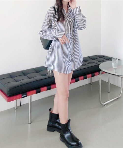 Diosfront（ディオスフロント）の「ストライプルーズシャツ（シャツ/ブラウス・レディース・ライトブルー/ブラック/ネイビー/ピンク/オレンジ・FREE）」の14枚目の写真