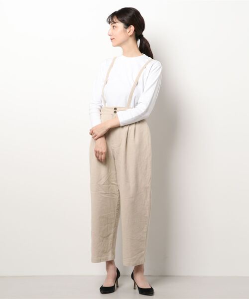 Samansa Mos2（サマンサ モスモス）の「綿麻サス付パンツ（その他パンツ・レディース・ブラック/ベージュ/キナリ・ﾌﾘ-）」の7枚目の写真