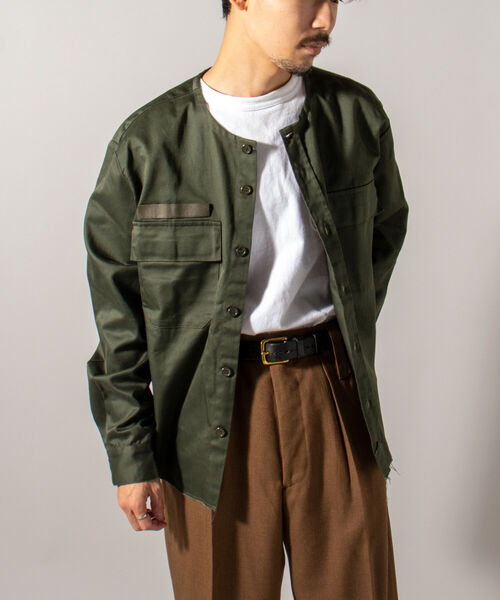 【BLAW×GLOSTER】リメイク ミリタリーノーカラーコンバットジャケット