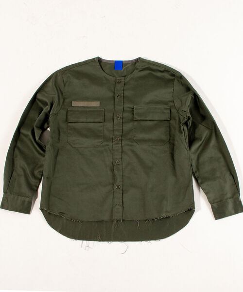 GLOSTER（グロスター）の「【BLAW×GLOSTER】リメイク ミリタリーノーカラーコンバットジャケット（ミリタリージャケット・メンズ・オリーブ・MEDIUM）」の6枚目の写真