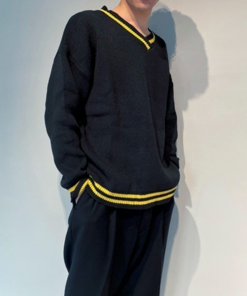 WESTBOY（ウエストボーイ）の「School V-Neck Knit Sweater WO21W3TP14 【WB ORIGINALS】（ニット/セーター・メンズ・グリーン/ブラック・XL/L/M）」の3枚目の写真