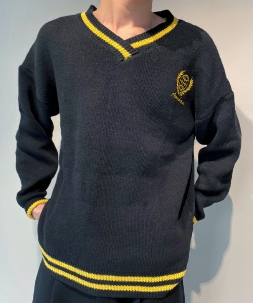 WESTBOY（ウエストボーイ）の「School V-Neck Knit Sweater WO21W3TP14 【WB ORIGINALS】（ニット/セーター・メンズ・グリーン/ブラック・XL/L/M）」の4枚目の写真