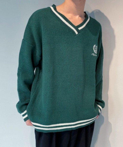 WESTBOY（ウエストボーイ）の「School V-Neck Knit Sweater WO21W3TP14 【WB ORIGINALS】（ニット/セーター・メンズ・グリーン/ブラック・XL/L/M）」の14枚目の写真
