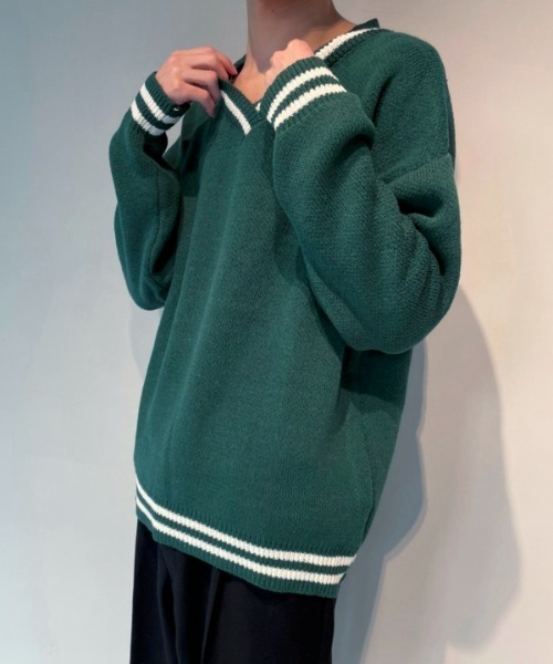 WESTBOY（ウエストボーイ）の「School V-Neck Knit Sweater WO21W3TP14 【WB ORIGINALS】（ニット/セーター・メンズ・グリーン/ブラック・XL/L/M）」の15枚目の写真