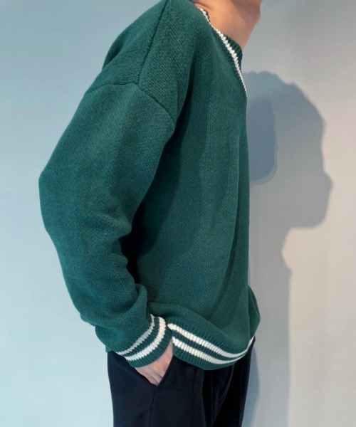 WESTBOY（ウエストボーイ）の「School V-Neck Knit Sweater WO21W3TP14 【WB ORIGINALS】（ニット/セーター・メンズ・グリーン/ブラック・XL/L/M）」の16枚目の写真