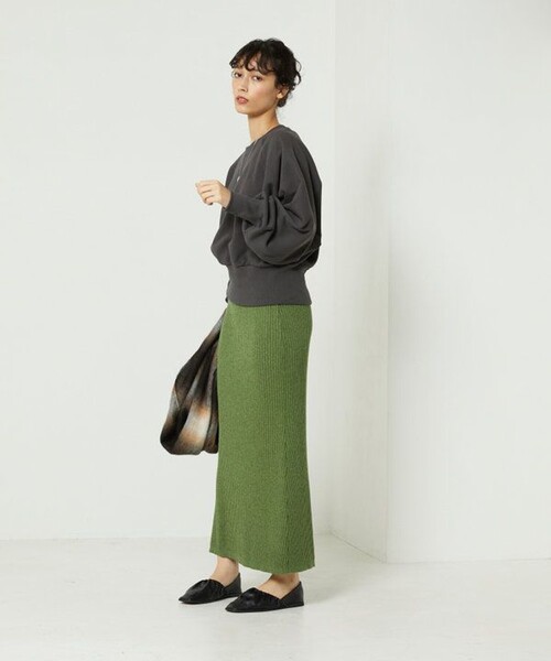 FREAK'S STORE（フリークスストア）の「杢リブニットスカート（スカート・レディース・ベージュ/グリーン/ブラック・ﾌﾘ-）」の9枚目の写真