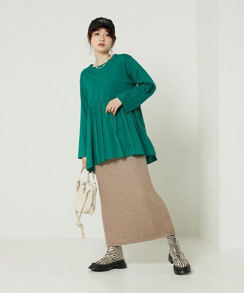 FREAK'S STORE（フリークスストア）の「杢リブニットスカート（スカート・レディース・ベージュ/グリーン/ブラック・ﾌﾘ-）」の11枚目の写真