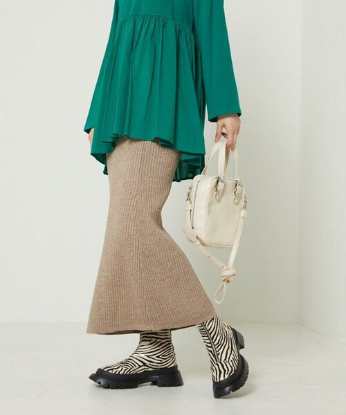 FREAK'S STORE（フリークスストア）の「杢リブニットスカート（スカート・レディース・ベージュ/グリーン/ブラック・ﾌﾘ-）」の14枚目の写真