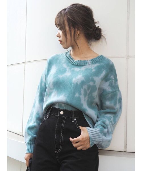 EVRIS（エヴリス）の「タイダイニットトップス（ニット/セーター・レディース・ベージュ/ブルー/グリーン・FREE）」の9枚目の写真