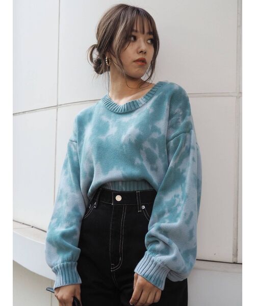 EVRIS（エヴリス）の「タイダイニットトップス（ニット/セーター・レディース・ベージュ/ブルー/グリーン・FREE）」の10枚目の写真