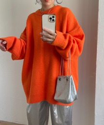 wee9sオーバーサイズ オレンジ スウェット super loose light sweatee one piece / orange [3size] | wee9s
