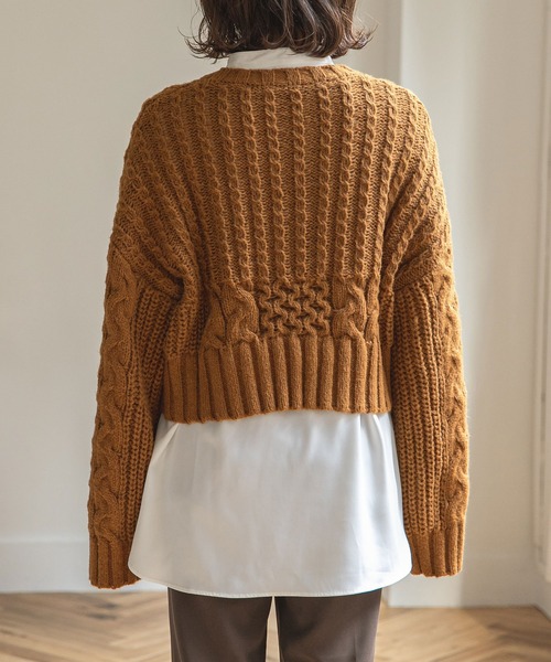 rectangle（レクタングル）の「ワイドスリーブケーブルニット（ニット/セーター・レディース・ホワイト/ピンク/キャメル・FREE）」の12枚目の写真