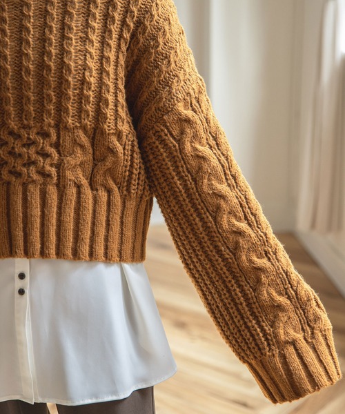 rectangle（レクタングル）の「ワイドスリーブケーブルニット（ニット/セーター・レディース・ホワイト/ピンク/キャメル・FREE）」の21枚目の写真