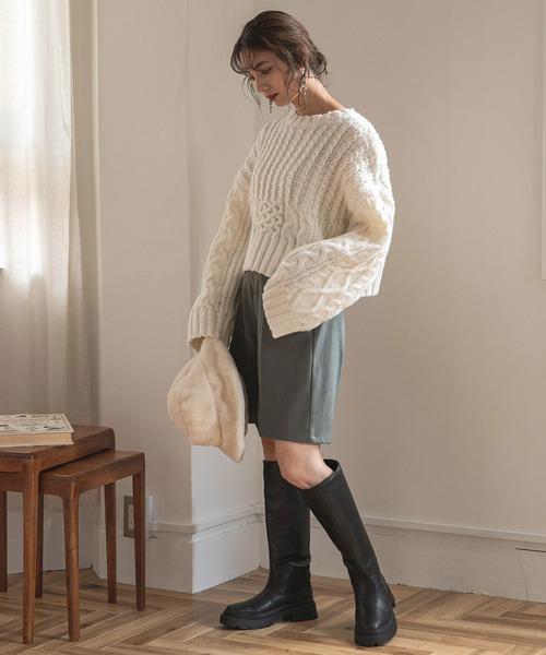 rectangle（レクタングル）の「ワイドスリーブケーブルニット（ニット/セーター・レディース・ホワイト/ピンク/キャメル・FREE）」の19枚目の写真