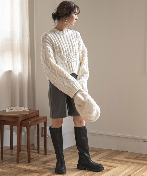 rectangle（レクタングル）の「ワイドスリーブケーブルニット（ニット/セーター・レディース・ホワイト/ピンク/キャメル・FREE）」の17枚目の写真