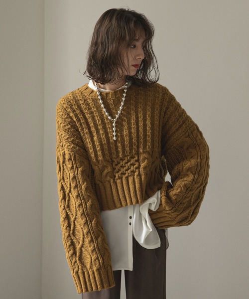 rectangle（レクタングル）の「ワイドスリーブケーブルニット（ニット/セーター・レディース・ホワイト/ピンク/キャメル・FREE）」の20枚目の写真
