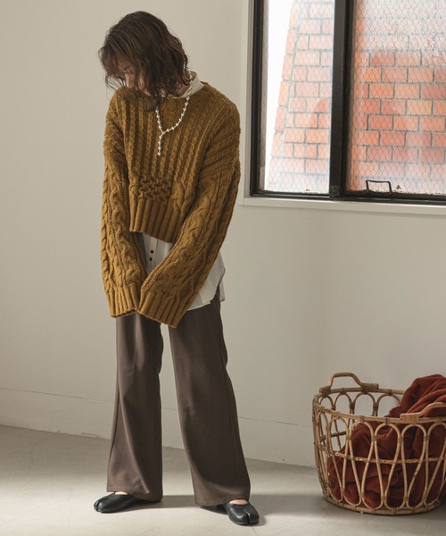 rectangle（レクタングル）の「ワイドスリーブケーブルニット（ニット/セーター・レディース・ホワイト/ピンク/キャメル・FREE）」の18枚目の写真