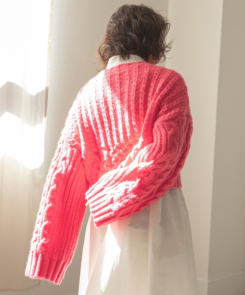 rectangle（レクタングル）の「ワイドスリーブケーブルニット（ニット/セーター・レディース・ホワイト/ピンク/キャメル・FREE）」の22枚目の写真