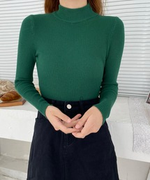 ハーフネックリブニット