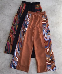 マーブルプリント切替リラックスパンツ