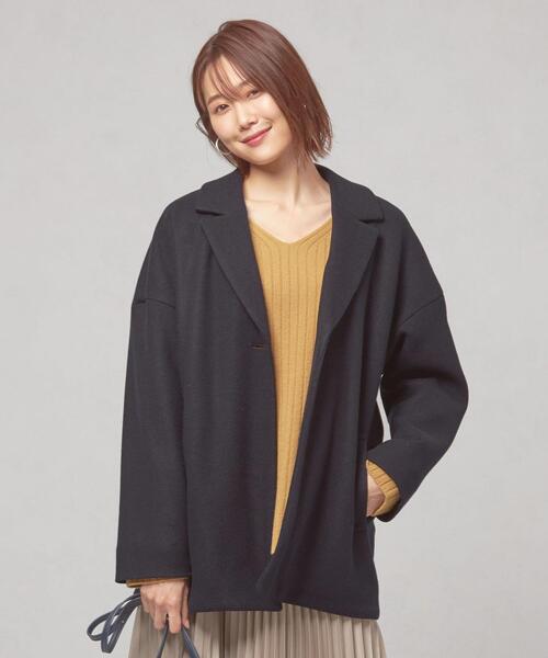 closet story(クローゼットストーリー)の「<closet story(クローゼットストーリー)>バックタック コクーン コート(その他アウター・レディース・ライトグレー/ネイビー・FREE)」の2枚目の写真