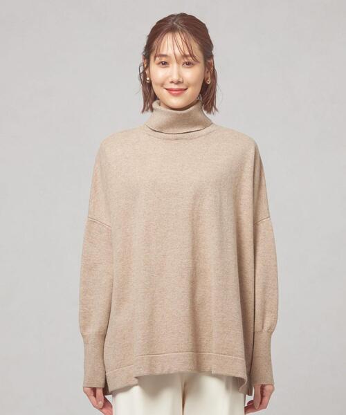 closet story（クローゼットストーリー）の「＜closet story（クローゼットストーリー）＞サイドスリット タートルネックニット（ニット/セーター・レディース・ブラック/ベージュ・FREE）」の7枚目の写真