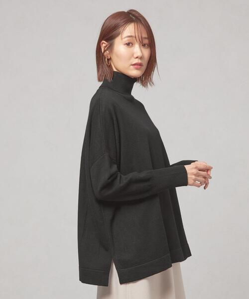 closet story（クローゼットストーリー）の「＜closet story（クローゼットストーリー）＞サイドスリット タートルネックニット（ニット/セーター・レディース・ブラック/ベージュ・FREE）」の3枚目の写真