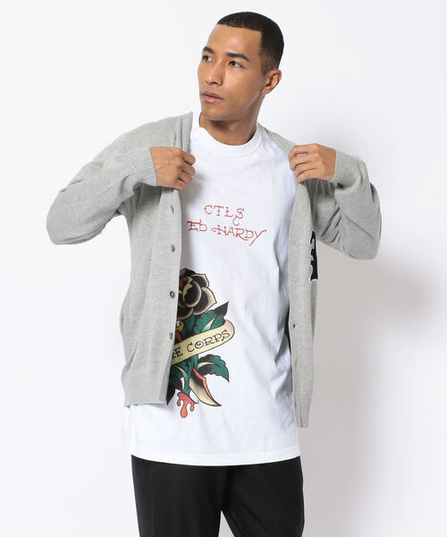 STUD MUFFIN（スタッドマフィン）の「STUD MUFFIN/スタッドマフィン/LA5 カーディガン（カーディガン/ボレロ・メンズ・ブラック/グレー・3/4）」の5枚目の写真