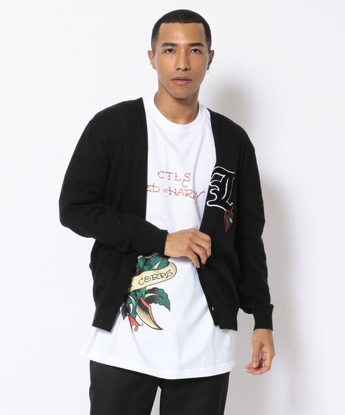 STUD MUFFIN（スタッドマフィン）の「STUD MUFFIN/スタッドマフィン/LA5 カーディガン（カーディガン/ボレロ・メンズ・ブラック/グレー・3/4）」の4枚目の写真