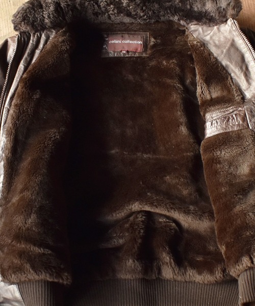 VINTAGE（ヴィンテージ）の「【ヴィンテージ古着】80's CELLINI COLLECTION 裏ボア レザージャケット（ブルゾン・メンズ・ブラウン・LARGE）」の5枚目の写真