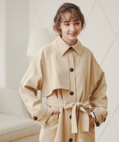 ANGIE（アンジー）の「ツイルステンカラーコート（ステンカラーコート・レディース・ベージュ/カーキ/オフホワイト・FREE）」の13枚目の写真