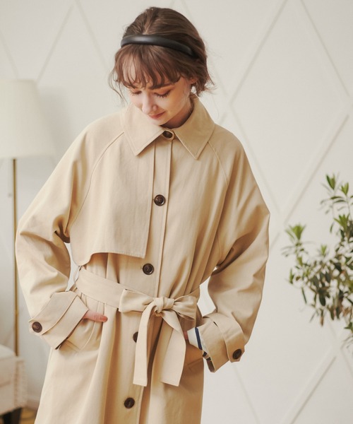 ANGIE（アンジー）の「ツイルステンカラーコート（ステンカラーコート・レディース・ベージュ/カーキ/オフホワイト・FREE）」の12枚目の写真