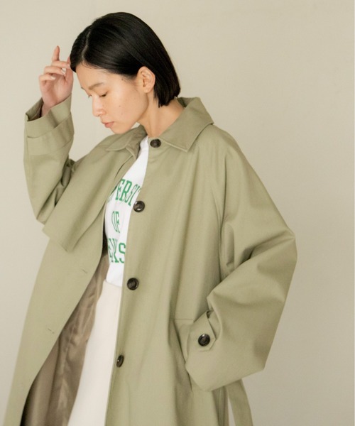 ANGIE（アンジー）の「ツイルステンカラーコート（ステンカラーコート・レディース・ベージュ/カーキ/オフホワイト・FREE）」の10枚目の写真