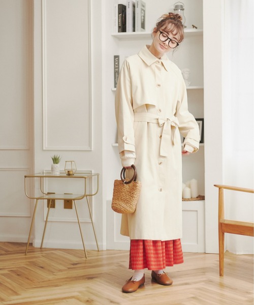 ANGIE（アンジー）の「ツイルステンカラーコート（ステンカラーコート・レディース・ベージュ/カーキ/オフホワイト・FREE）」の22枚目の写真