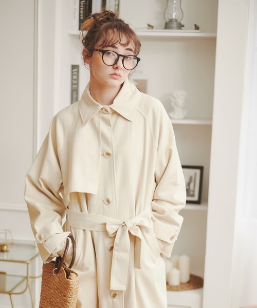 ANGIE（アンジー）の「ツイルステンカラーコート（ステンカラーコート・レディース・ベージュ/カーキ/オフホワイト・FREE）」の14枚目の写真