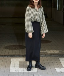 オープンカラーチェックシャツ