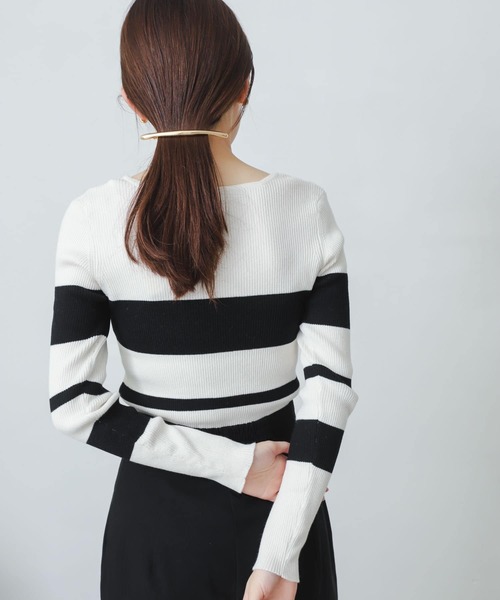 SENSE OF PLACE by URBAN RESEARCH（センスオブプレイスバイアーバンリサーチ）の「スクエアネックコンパクトセーター（ニット/セーター・レディース・ブラック/アイボリー/オレンジ/ホワイト系その他/ブルー/ピンクベージュ・ONE）」の14枚目の写真