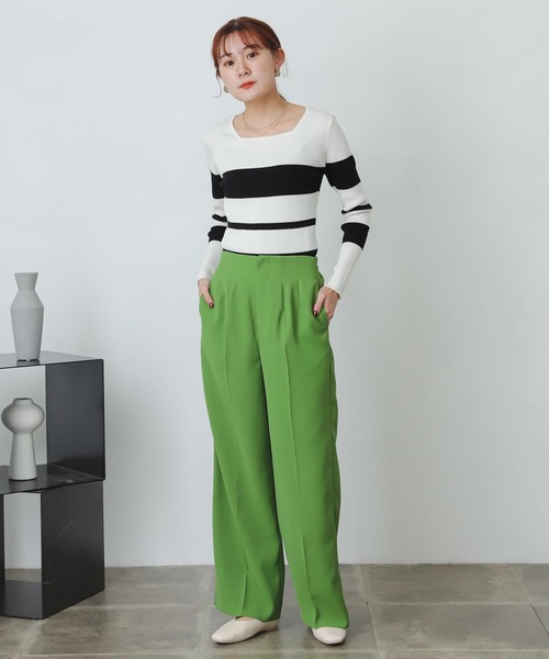 SENSE OF PLACE by URBAN RESEARCH（センスオブプレイスバイアーバンリサーチ）の「スクエアネックコンパクトセーター（ニット/セーター・レディース・ブラック/アイボリー/オレンジ/ホワイト系その他/ブルー/ピンクベージュ・ONE）」の18枚目の写真